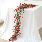 Mizii Burgundy Artificial Flower Garland 6FT Fake Wildflower Floral Garland Hanging Vines Spring Summer Flowers Decorations for Mantle Table Centerpieces Room Wall Fireplace Wedding Decor (Burgundy)