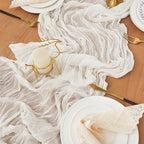 White 2 Pack Cheesecloth Table Runner 120 Inch 10 FT Boho Rustic Gauze for Wedding Baby Shower Party Farmhouse Summer Home Decor Washable