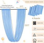 MODFUNS Light Blue Ceiling Drape 5x20ft 4 Panels Chiffon Ceiling Draping Fabric Sheer Wedding Arch Drapery Stage Canopy Ceiling Drapes Chiffon Curtain Drapes for Arbor Swag Tent Party Decoration