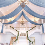 6 Panels Dusty Blue Ceiling Drapes for Wedding 5ftx20ft Chiffon Fabric Arch Draping Curtains Sheer Drapery for Party Ceremony Birthday Baby Shower Reception Stage Swag Ceiling Decorations