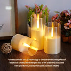 Flameless LED Candles, Upgraded Realistic Flickering Pillar Battery Operated Candles with Remote Timer, Acrylic Electric Set of 2 for Romantic Ambiance and Home Decoration（Ivory）