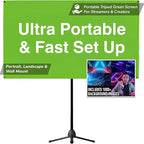 Valera 90in Green Screen Backdrop with Stand for Streaming, Ultra Portable 2 Min Setup, Portrait & Landscape, Tripod & Wall Mount, for Tiktok Zoom Video Meetings & More, +1k Free Backgrounds Included