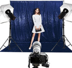 Poise3EHome 6Ft x 8Ft Navy Blue Sequin Backdrop Curtain, Glitter Thick Satin Sequin Background Drapes, Sparkly Backdrop for Weddings, Parties, Xmas, Thanksgiving Decor