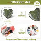 Nuenen 30 Pcs Heart Shape Crystals Bulk 1.2 Inch Gemstone Heart Worry Stone Love Rocks Quartz Wholesale Love Pocket Palm for Christmas Stress Relief Witchcraft Women Gift (Classic Color)