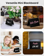 Uniclife 20 Pack Mini Chalkboard Signs for Food, Small Chalkboard Signs with Chalk Markers, Reusable Glossy PVC Food Signs Food Labels for Party Buffet Wedding, Blackboard Place Cards Table Signs