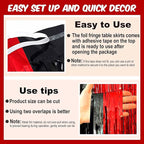 3 Pack Black and Red Foil Fringe Table Skirts Metallic Tinsel Streamers Garland Banner Backdrop for Table Decor, Parade Float, Birthday, Wedding, Halloween, Christmas Party Decorations(29x108 In)