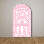 Arch Backdrop Cover Pink Mexican Fiesta Party Decorations Arch Stand Spandex Cover Girls Bloom Birthday Parties Wedding Baptism Baby Shower Decors (3.3x6.5ft Cover,G3767)