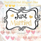 2 Pcs Large Just Married Car Decorations Just Married Car Magnets Sign Decoration 13.9 x 8.8 Inch Honeymoon Rear Tailgate Magnet Stickers for Wedding Door Panel Refrigerator(Black and Gold)