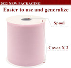 Light Pink Tulle Fabric Rolls 6 Inch by 200 Yards (600 feet) Fabric Spool Tulle Ribbon for DIY Light Pink Tutu Bow Baby Shower Birthday Party Wedding Decorations Craft Supplies