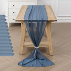 12Pack 9ft Chiffon Table Runner 14x108 Inch Sheer Romantic Table Runner for Wedding Birthday Party Bridal Shower Outdoor Decoration-Dusty Blue
