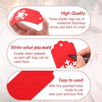 jijAcraft Christmas Gift Tags - 100Pcs Christmas Tags with String, Blank Xmas Name Labels, Red Paper Hollow Trees, Rudolph, Snowflake Shapes Holiday Labels for Xmas Party Favors, DIY Crafts, Jar