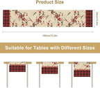 Bird Table Runner,Red Black Buffalo Plaid Blossom Seasonal Table Runner for Kitchen Dining Table Decoration Home Party Decor 13x108 Inch