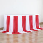Reb and White Striped Table Skirt for Rectangle Tables or Round Tables for Carnival Circus Party 14ft Tulle Tutu Table Cloths Cover for Birthday Party Baby Shower Table Decorations