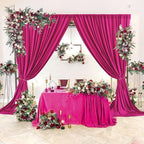 AK TRADING CO. 10 feet Wide x 12 feet Long IFR Polyester Backdrop Drapes Curtains Panels with Rod Pockets - Wedding Ceremony Party Home Window Decorations - Fuchsia