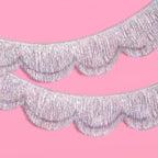 xo, Fetti Silver Iridescent Scalloped Fringe Banner - 6 Ft. | Bachelorette Party Decorations, Birthday Sign, Sparkly Decor, Photo Booth Backdrop