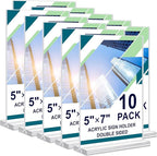 Acrylic Sign Holder 5x7, 10 Pack Clear Double Sided Table Menu Vertical Display Stand Desktop Display Stand Paper Holder Table Sign Suitable for Restaurants Office Store Show Fair