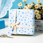 Burymento Blue Lrregular Wave Point Wrapping Paper, Reversible Gold Gift Wrap for Birthday, Valentines, Mothers day, Graduation, Wedding, Fathers day, Baby Shower, Christmas (17in x 16.4ft)