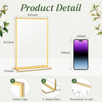 12 Pack Gold Acrylic Sign Holders 8.5x11 Inch, Double Sided Clear Acrylic Frames for Menu Displays, Wedding Table Numbers, Event Signage, Restaurant Posters and Office Document Holders