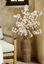 Uieke Silk Cherry Blossom Branches, 39.3in Artificial Cherry Blossom Tree Stems, Fake Plum Blossom Flowers Arrangement for Wedding Home Japanese Decor, Set of 3, White