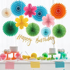 Colorful Birthday Party Decoration Paper Flower Hanging Decoration for Wall Happy Birthday Banner Paper Fans Deco for Tropical Hawaii Luna Birthday Party