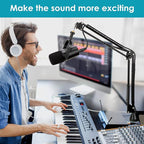 MV7 MV7X MV7+ Boom Arm - Mic Arm with Foam Cover Windscreen Compatible with Shure MV7 and Shure MV7X and Shure MV7+ Microphone with Pop Filter and 2 Cable sleeves by YOUSHARES