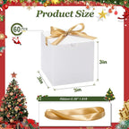 DOYIDE 60 Pcs Small Gift Boxes, 3x3x3 inches Kraft Paper Gift Box with Ribbons, White Candy Boxes for Christmas Wedding Favors Baby Shower Bridal Shower Birthday Party
