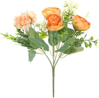 Artificial Flowers Fake Peony Silk Mini Plastic Bridal Flowers for DIY Wedding Bouquets Home Decorations 4 Packs(Orange)