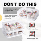 Two Tier Cupcake Carrier, White Stackable Cupcake Holder Carries for 24 Standard-Size Cupcakes, Reusable Detachable Cupcake Box