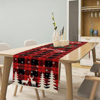Christmas Table Runner, Red Winter Xmas Holiday Table Cloth Kitchen Dining Table Decoration for Home Party Decor 13x120 Inch