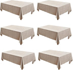 Fitable Nature Faux Linen Tablecloths Rectangle 60 x 84 Inch - 6 Pack Neutral Table Clothes for 4 Foot Tables, Wrinkle-Proof Faux Burlap Table Covers for Dining, Farmhouse, Outdoor Picnic, Camping