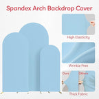 Spandex Anti Wrinkle Arch Backdrop Cover - High Elastic Fitted Arch Stand Cover Set of 3, Dusty Blue Round Top Chiara Backdrop for Wedding Birthday Party Garden Decor 6Ft, 6.6Ft, 7.2Ft