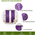 ShinyBeauty 4x10ft Purple Sequin Photo Backdrop - Glitter Background for Photography Studio, Christmas Party Decor, Stage Wall Drapes & Event Celebrations