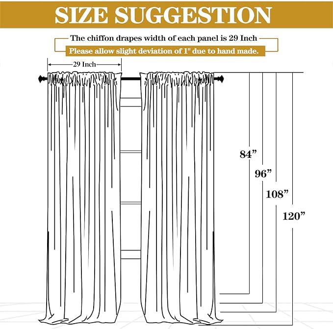 DUOBAO Red Chiffon Backdrop Curtain-2 Panels 29x120-Inch Wedding Chiffon Backdrop Drapes Beach Curtains for Living Room Voile Window Curtain Photography Backdrop for Wedding Ceremony