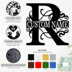 Custom Metal Name Sign, Personalized Family Last Name Signs for Home, Split Letter Monogram Wall Art Decor, Customized Metal Signs for Outdoor, Personalized Wedding Housewarming Gift