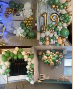 Sage Green Balloon Arch Kit, 141pcs Sage Green Gold Sand White Balloons for Wedding Engagement Anniversary Bridal Shower Baby Shower Birthday Jungle Safari Party Decorations