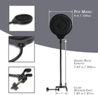 YOUSHARES Pop Filter - 4 Inch 3 Layers Metal Windscreen with Flexible 360° Gooseneck Clip Mic Mask Shield Compatible with Shure MV7 Mic