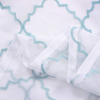 Embroidery Sheer Curtains Blue 63 Inch, Rod Pocket Voile Drapes for Living room, Bedroom, Window Treatments Moroccan Embroidery Semi Crinkle Curtain Panels for Yard, Patio, Villa, Set of 2, 52"x 63".