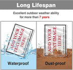 Custom Signs Outdoor Metal Sign - 12 x 8 Personalized Aluminum Rust-Proof Entrance Signs, Garden Hazard Intersection Parking Decorative (Black Text Box)