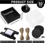 Roowest 50 Sets Kraft Soap Boxes Rectangle Packaging Box with Window Homemade Gift Box with Blank Tags and Jute String for Jewelry Candy Wrapping Party Favor(6.5 x 6.5 x 2 Inch,Black)