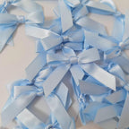 50pcs 1-1/2" Mini Light Blue Satin Ribbon Bows Without Twist Ties for Crafts Gift Wrapping Packing Christmas Baby Shower Decoration (Light Blue)