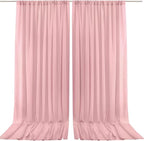 PARTISKY 10ftx10ft Dusty Rose Chiffon Sheer Backdrop Curtains, Wrinkle-Free Wedding Backdrop Drapes for Birthday Party Ceremony Arch Stage Decor Background for Photography 5ft x 10ft,2 Panels