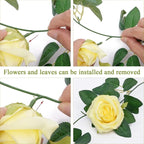 U'Artlines 3 Pack Artificial Yellow Rose Vines Floral Garlands Total 19.5 Ft Fake Vine Silk Flower Garland for Indoor Outdoor Home Wedding Arch Garden Wall Decoration