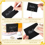 TecUnite 24 Pack Mini Chalkboard Signs, 4"x3" Small Table Place Cards with Metal Stand and 2 Marker Pens Food Labels for Party Buffet, Tabletop Blackboard Signs Name Tags for Wedding Bakery(Gold)