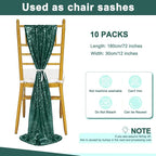 Sequin Table Runners 10 Pieces Emerald Green Table Runners 12x72 Inch Glitter Dining Table Cover for Party Wedding Birthday Reception Banquet Decoration Spring Party Chair Sashes