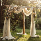 Wokceer Wedding Arch Draping Fabric 6 Panels 28.7" x 20FT Champagne Drapes Sheer Fabric Backdrop Arch Draping Fabric for Wedding Ceremony Birthday Party Bridal Shower Decoration