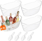 Lifewit Large 6.5L Ice Bucket for Parties 4 Pcs (in 1 Package), Portable Drink Bucket for Cocktail Bar, Plastic Champagne Cooler for Beverage/Wine/Beer, Mimosa Bar Supplies Chiller Tub with Scoop