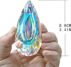 HDCRYSTALGIFTS Set 2,89mm/3.5in Crystals Prisms Suncatcher for Window Hanging Indoor Chandelier Parts Rainbow Maker for Home Garden Decor (AB Colored)