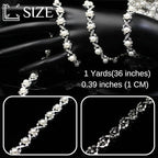 1 Yard Pearl Trim Chain Rhinestone Silver String Crystal Applique Fringe Ribbon Strips Beads Sewing Dress DIY Party Wedding Bouquet for Decoration Bridal Costume Embellishment