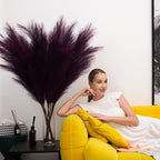 EVODIS Pampas Grass Decor Tall, 43"/110cm Faux Pampas Grass 6 Stems Large Pompass Grass Branches Tall Bulk Boho Flower Arrangement for Home Room Wedding Party Decor(Purple)