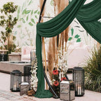 Wedding Arch Draping Fabric 2 Panels 30'' x 18FT Emerald Green Sheer Chiffon Arch Drapery for Photo Booth Bridal Shower Baby Shower Church Decor Newborn Photography Christening Outdoor Party